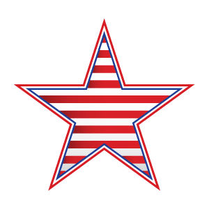 decorative red striped star